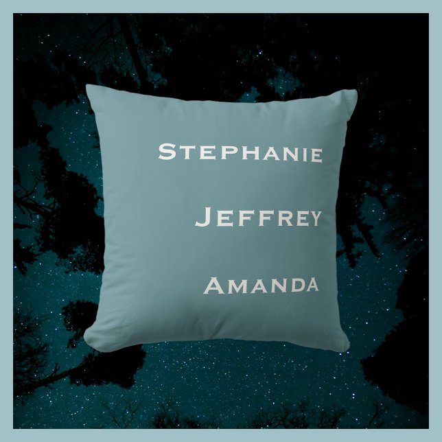 Three Names Powder Blue and White Square Throw Pillow (Creator Uploaded)