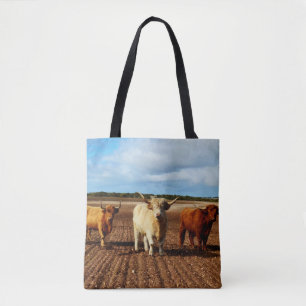 Three Naughty Highland Cows, Tote Shopping Bag. Bag