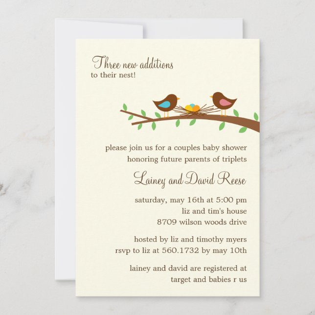 Three New Eggs Twins Baby Shower Invitation (Front)