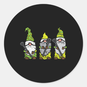 Three Nordic Gnomes Lacrosse Tomte Lax Player Men  Classic Round Sticker