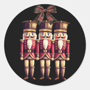 Three Nutcrackers Red Classic Round Stic Sticker