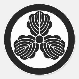 Three oak leaves(1) in circle classic round sticker