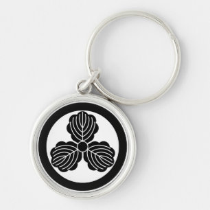Three oak leaves(1) in circle keychain
