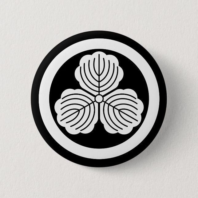 Three oak leaves in circle 2 inch round button (Front)