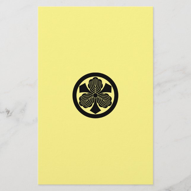 Three oak leaves with swords in circle stationery (Front)