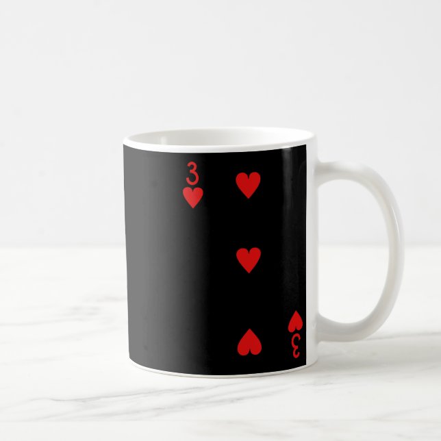 Three Of Hearts Deck Of Cards Playing Cards Hallow Coffee Mug (Right)