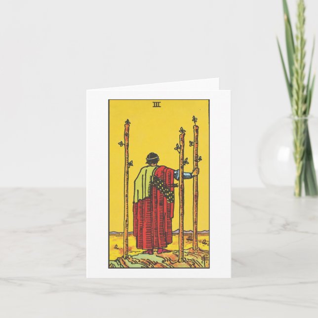 Three of wands - Rider Waite Smith tarot Card (Front)