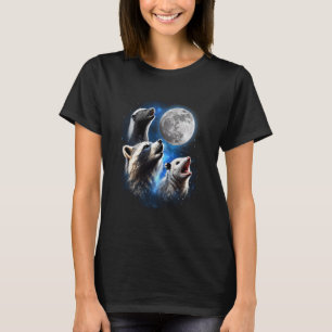 Three Opossum Raccoon Skunk Moon Howling Funny Ani T-Shirt