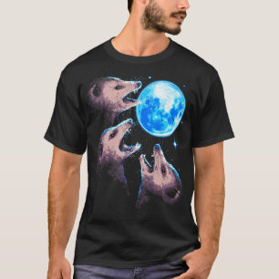 Three Opossums Howling at the Moon Funny Possum 3 T-Shirt