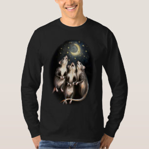 Three Opossums Howling At The Moon Weird Emo Possu T-Shirt