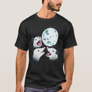 Three Opposum Moon 3 Possums Howling At The Moon M T-Shirt