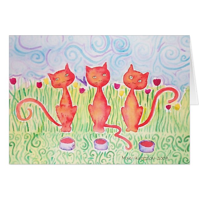 Three Orange Cats Card ~ Blank (Front Horizontal)