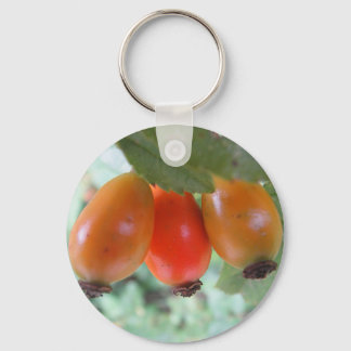 Three orange rosehips keychain