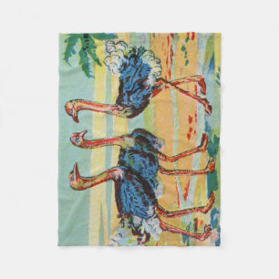 Three Ostriches Fleece Blanket