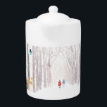 Three Outdoor Winter Scenes Teapot<br><div class="desc">Tea is especially appreciated from a steaming teapot depicting 3 artistic renderings of winter life in snow country.</div>
