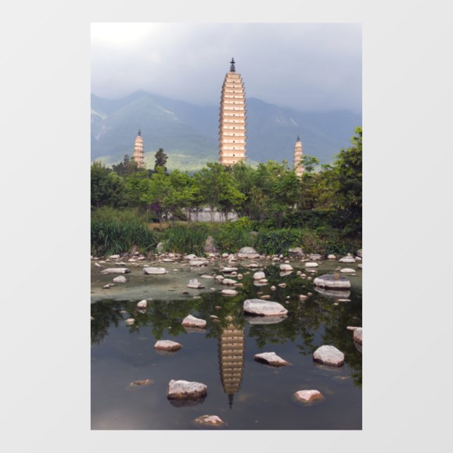 Three Pagodas of Dali, Zhonghe - Yunnan, China Window Cling (Sheet)