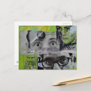 Three Pairs of Eyes Looking Mixed Media Collage Postcard