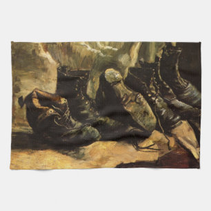Three Pairs of Shoes by Vincent van Gogh Kitchen Towel