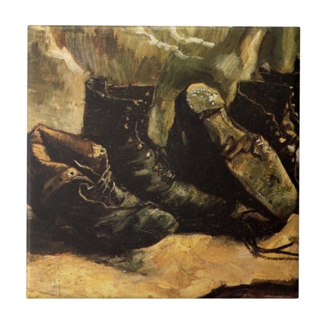 Three Pairs of Shoes by Vincent van Gogh Tile (Front)