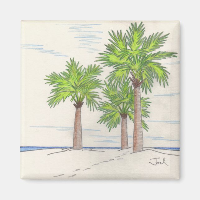 THREE PALMS magnet (square) (Front)