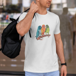 Three Parrots Illustration T-Shirt