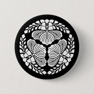 Three paulownia blooms, heads facing outward 2 inch round button