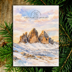 Three Peaks of Lavaredo Watercolor Mountain Postcard
