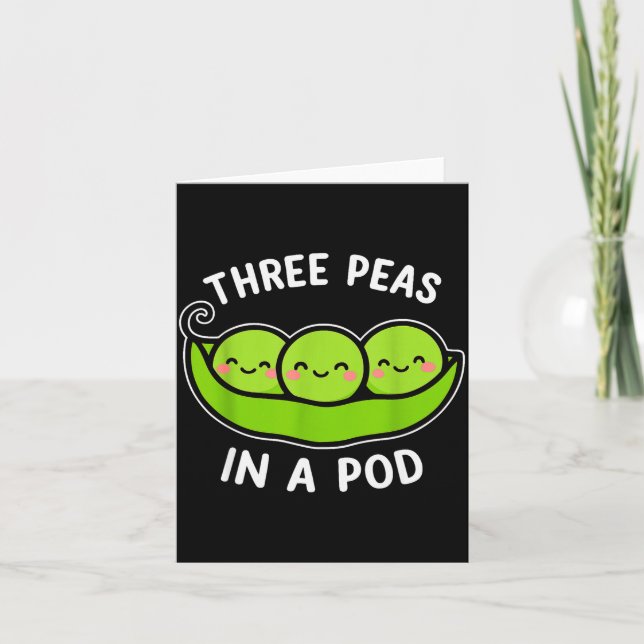 Three Peas In A D Cute Kawaii Funny  Card (Front)
