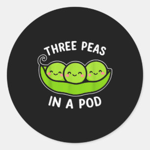 Three Peas In A D Cute Kawaii Funny  Classic Round Sticker