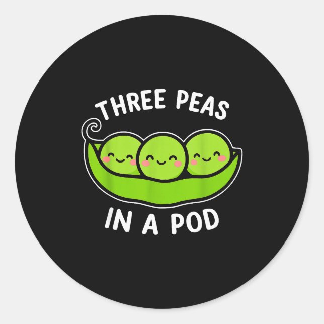 Three Peas In A D Cute Kawaii Funny  Classic Round Sticker (Front)
