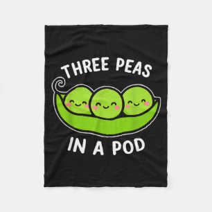 Three Peas In A D Cute Kawaii Funny  Fleece Blanket
