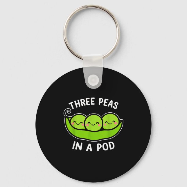 Three Peas In A D Cute Kawaii Funny  Keychain (Front)