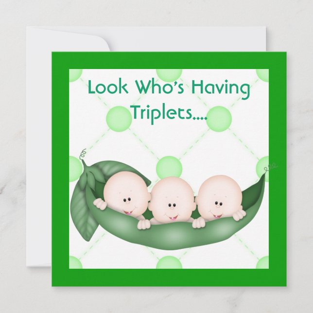THREE PEAS IN A POD BABY SHOWER  INVITATION (Front)