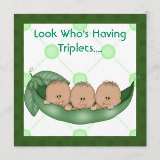 THREE PEAS IN A POD BABY SHOWER TRIPLET INVITES