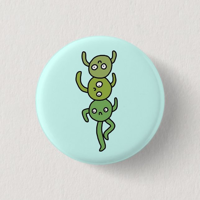 Three Peas In a Pot 1 Inch Round Button (Front)