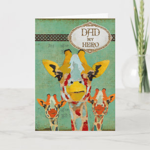 Three Peeking Giraffes Father's Day Card
