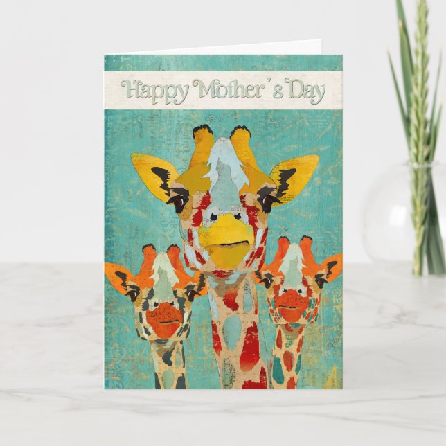 Three Peeking Giraffes Mother's Day  Card (Front)