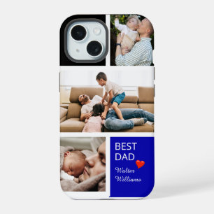 Three Personal Photos personalize Best Dad iPhone 15 Case