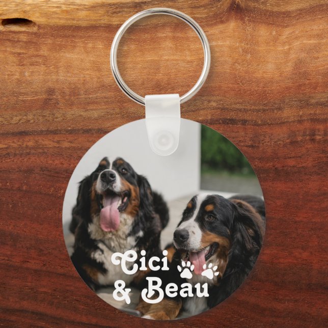 THREE Personalized Pets Photo Dog Paws Keychain (Front)