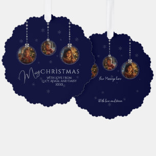 Three Photo Bauble Paper Ornament Card
