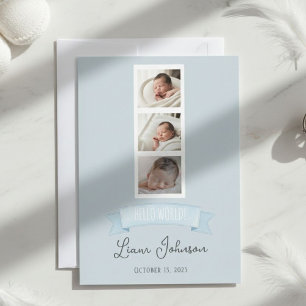 Three-Photo Birth Announcement Card - Personalized