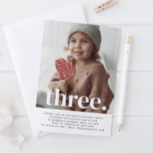 Three Photo Birthday Invitation