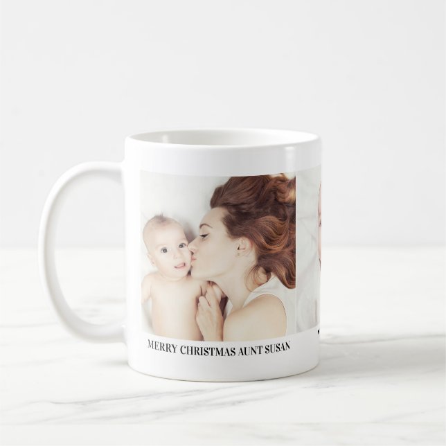 Three Photo Christmas Gift Mug for Aunts (Left)