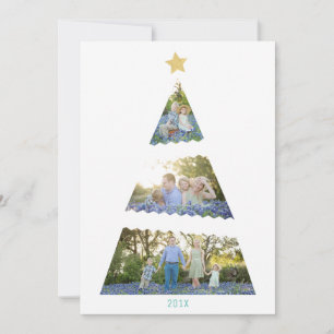 Three Photo Christmas Tree Modern Holiday Card