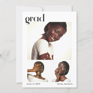 Three Photo Collage Graduation Party Invitation