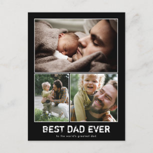 Three Photo Collage Modern Father's Day Postcard