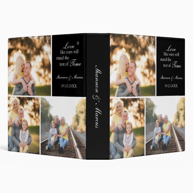 Three Photo Collage Wedding Custom 3 Ring Binder (Background)