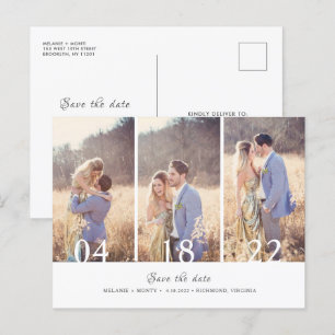 Three Photo Collage Wedding Save the Date Announcement Postcard