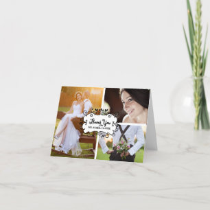 Three Photo Collage Wedding Thank You Card