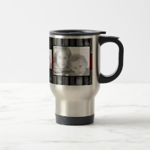 Three Photo Custom Mug Design with Grey Stripes